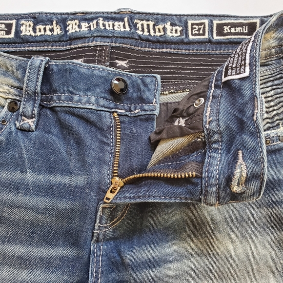 NWT Rock Revival Distressed Moto Skinny Jeans 27 - Picture 8 of 15